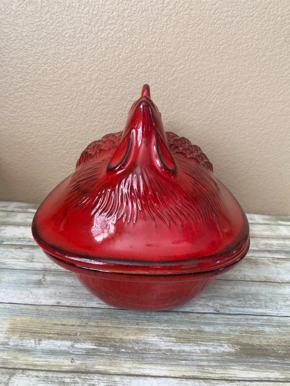 Tabularasa Ceramic Red Hen Roaster Casserole Pan Dish Vintage Italy – No Rack - Picture 3 of 10